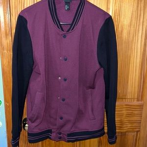 H&M Varsity Sweater Jacket in Maroon and Black Size M